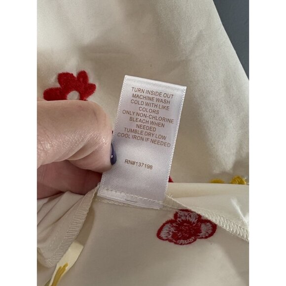 CAROLINE CONSTAS Womens L Ivory Floral Embroidered Flowy Cropped Blouse Top - Picture 7 of 7